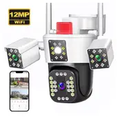 SEISA - Camara Seguridad Vigilancia Ip Wifi PTZ Triple Lente 360 Exterior Sirenas Alarma