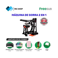 GENERICO - Maquina de Sublimación de Gorra 2 en 1 Sublimadora Freesub + Combo