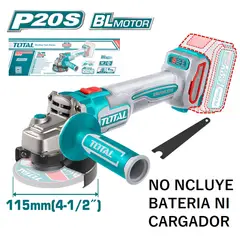 TOTAL TOOLS - Amoladora Angular 4½ Pulgadas Inalámbrica A Batería 20v - Sin Carbones