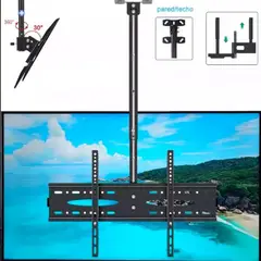 SEISA - Rack para tv de techo o pared tubo largo 32 a 72" Negro