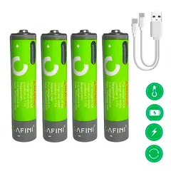 CAFINI - Cargador Pilas Rercargables Aa Pack 4 Carga Tipo C