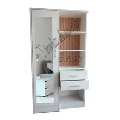 AMUEBLE - Zapatera con espejo Camile Melamina Tiendas BLANCO