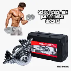 GENERICO - Set de Pesas Maleta York 20kg Mancuernas Adaptador