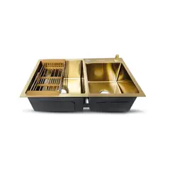FRATELLI - LAVADERO DE COCINA ACERO DOBLE POZA DORADO PRM-7843G