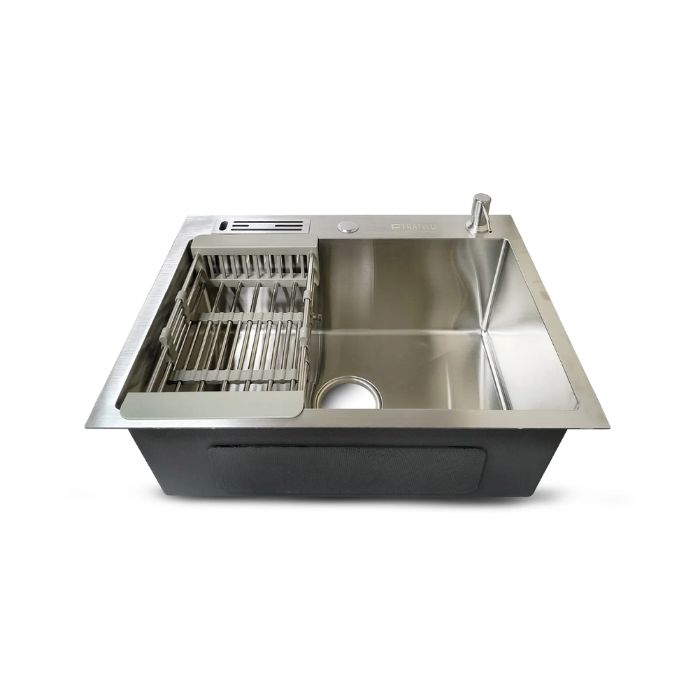 LAVADERO DE COCINA ACERO CON PORTA CUCHILLO SATINADO PRM-6045S