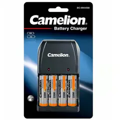 CAMELION - Cargador + 4 Pilas Recargables AA 2200mAh