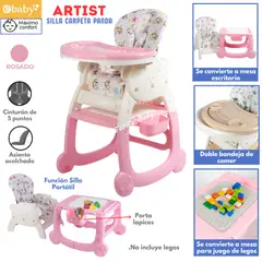 EBABY - Silla de Comer para bebe Carpeta Artist Rosado