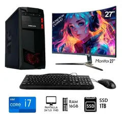 INTEL - Computadora PC Core i7 RAM 16GB Disco Solido 1TB Monitor 27 FHD