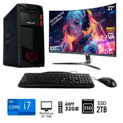 INTEL - Computadora PC Intel Core i7  3.2Ghz  Ram 32GB  Disco Solido 2TB   Monitor Curvo  27 "