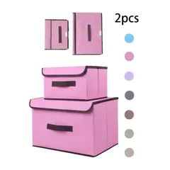 GENERICO - Pack de 2 Cajas de Almacenamientos Multifuncional Plegable Rosado