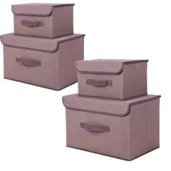 GENERICO - Pack de 4 Cajas de Almacenamientos Multifuncional Plegable Marron