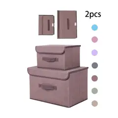 OEM - Pack de 2 Cajas de Almacenamiento de Tela Plegable con Tapa