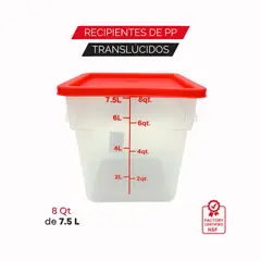 TIGERBEE - Contenedor Traslúcido con tapa de 8 Qt.