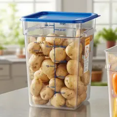 TIGERBEE - 22 Qt Contenedor Hermético de Policarbonato ​​​​Transparente​​ para Alimentos​, Tapa azul, Forma Cuadrado