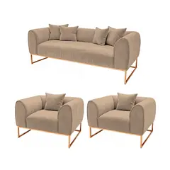 BARAKA HOME - Juego de sala 3 1 1 Luxury Nikole - Beige claro