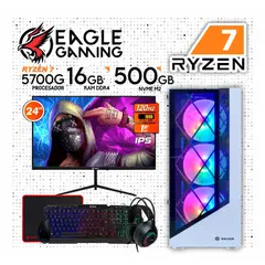 AMD - COMPUTADORA PC GAMER RYZEN 7 5700G + 16GB RAM + SSD M2 500GB +  Monitor 24 IPS