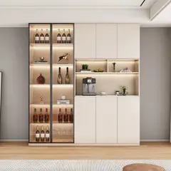 GENERICO - Vitrina Mariana Moderna Iluminada - Capri y Negro