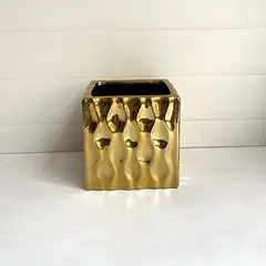 GENERICO - Maceta dorada para arreglos artificiales