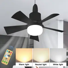 GENERICO - Foco Ventilador De Techo 2 En 1 De 30w Con Control Remoto, color negro