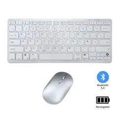 KREED - Teclado y Mouse Inalámbrico Bluetooth Recargable - Blanco