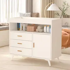 GENERICO - Cómoda Cambiador Para Bebé Amalia 3 Cajones Blanco 100 cm Huk
