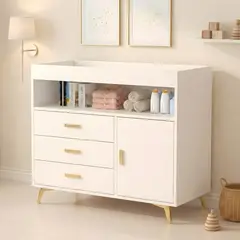 GENERICO - Cómoda Cambiador Para Bebé Amalia 3 Cajones Blanco 120 cm Huk