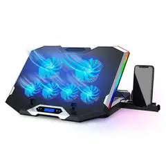 CYBERCOOL - Cooler Laptop 6 Ventiladores Gamer con Soporte para Smartphone 17"