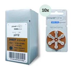 POWERONE - PILAS PARA AUDIFONOS POWER ONE 312 CAJA 60 UND (10 BLISTER x 6 PILAS)