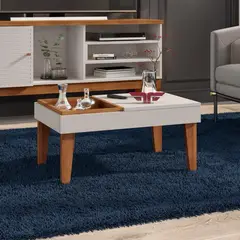R&R MUEBLES - Mesa de Centro Taren Blanco y Marrón