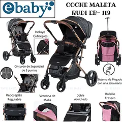 EBABY - COCHE MALETA RUDI EB119 - NEGRO