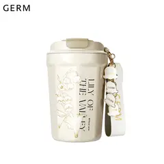 GERM - Vaso Térmico De Acero Inox Rosas Blanco 390ml / 13.1oz