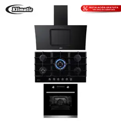 KLIMATIC - Tricombo Encimera AOSTA90 + Campana KAMBA90 + Horno a gas BONN