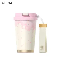 GERM - Vaso Térmico De Acero Inox Flores Rosado 390ml / 13.1 Oz
