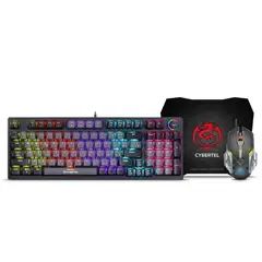 CYBERTEL - KIT STRIKER BLACK CBX GT1802 TECLADO GAMER MECANICO + MOUSE + PAD