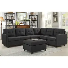 GENERICO - Sofa Janeiro Seccional 5 piezas 1 puff - Color Plomo Oscuro