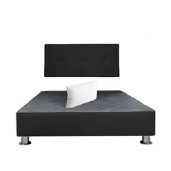 MUEBLES MACRUMO - Cama tapizada Brisa + almohada - 2 Plz - Color Negro