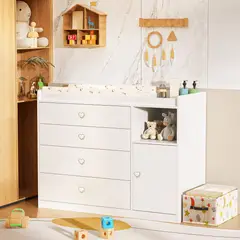 GENERICO - Cómoda Cambiador Para Bebé Olivia 4 Cajones Blanco 100 cm Huk
