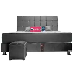 KAMAS - DORMITORIO KING SARKI + CABECERA AÉREA CUADROS 2 - GRIS RATÓN