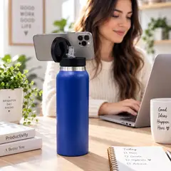 GENERICO - TOMATODO ACERO INOXIDABLE AZUL CON ARO  MAGSAFE IMANTADO