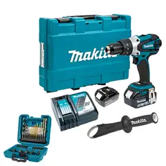 MAKITA - Taladro Percutor 1/2" 18v 91 Nm LXT DHP458RFE + set de 34 pz