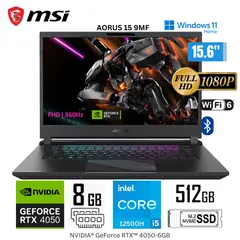 GIGABYTE - Laptop Aorus 15 9MF Intel Corei5-12500H 8GB RAM 512GB SSD 15.6" FHD RTX4050-6GB