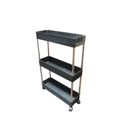 GENERICO - Estante Organizador de 3 Niveles Negro con Rueditas