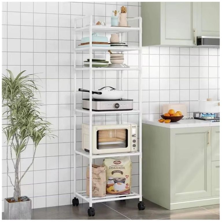 Estante Organizador de Cocina 6 Niveles con Ruedas 170x42x32cm Blanco