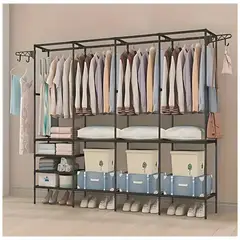 GENERICO - Ropero Colgador Organizador de Ropa 4 Cuerpos 173x213x36cm - Negro