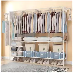 GENERICO - Ropero Colgador Organizador de Ropa 4 Cuerpos 173x213x36cm - Blanco - M