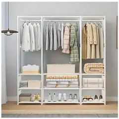 GENERICO - Ropero Colgador Organizador de Ropa 3 Cuerpos 170x130x36cm - Blanco