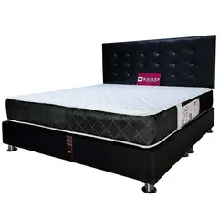 KAMAS - DORMITORIO KING SARKI + CABECERA AÉREA RECTANGULAR - CUERO NEGRO