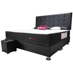 KAMAS - DORMITORIO KING SARKI + CABECERA AÉREA RECTANGULAR 2 - NEGRO