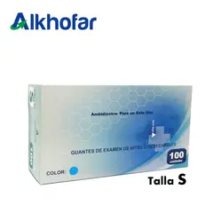 ALKHOFAR - Guantes de nitrilo talla S 100 unidades celeste ALKHOFAR