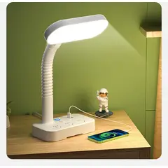 GENERICO - Lampara de mesa 2 Usb + 3 Tomacorriente + 3 Tonos Luz Led